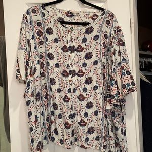 3x Lucky brand white floral short sleeves shirt